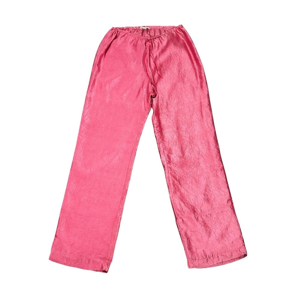 Vintage Connie Roberson Dress Pants Pull On Size S Solid Pink Lined 100% Silk